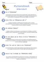 Vorschau - Arbeitsblätter - Plattentektonik Arbeitsblatt 7. & 8.Klasse Geologische Prozesse und ihre Auswirkungen Arbeitsblatt mit Lösungen - Seite 2