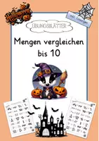 Vorschau - Arbeitsblätter - Mengen vergleichen bis 10 - Halloween - Deckblatt