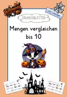 Vorschau - Arbeitsblätter - Mengen vergleichen bis 10 - Halloween - Deckblatt