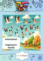 Vorschau - Arbeitsblätter - Lesetext mit Fragen zum Leseverstehen: Warum fliegen viele Vögel im Herbst in den Süden? Vogelzug 🦅📚 - Deckblatt