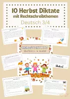 Vorschau - Text - Herbst Diktate Klasse 3/4 - Deckblatt