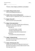 Vorschau - Test - Klassenarbeit - eine Fabel zu Bildern schreiben - Seite 1
