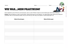 Vorschau - Arbeitsblätter - Deutsch: Berufsorientierung - Praktikum - Reflexion - Deckblatt
