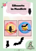 Vorschau - Mal- und Bastelvorlagen - Silhouette im Mondlicht 🌓 - Deckblatt