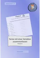 Vorschau - Arbeitsblätter - Klapptest - Terme mit einer Variablen zusammenfassen - Deckblatt