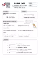 Vorschau - Arbeitsblätter - Simple Past: Formen von to be mit Wortfeld Holiday Activities - Seite 1