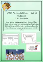 Vorschau - Arbeitsblätter - Adventskalender 2.Klasse 2024- Rudolph mit Maske -Mathe - Deckblatt