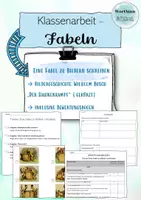 Vorschau - Test - Klassenarbeit - eine Fabel zu Bildern schreiben - Deckblatt