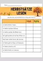 Vorschau - Arbeitsblätter - Herbstsätze lesen: richtig oder falsch entscheiden - Seite 2