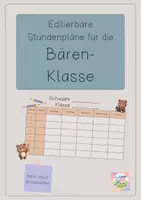 Vorschau - Lehrpläne/Lehrermaterial - Editierbare Stundenpläne für deine Bären-Klasse - Deckblatt