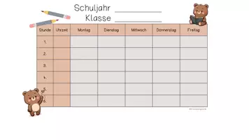 Vorschau - Lehrpläne/Lehrermaterial - Editierbare Stundenpläne für deine Bären-Klasse - Seite 2