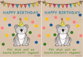 Vorschau - Anderer Materialtyp - Geburtstagskarte Koala Klasse 1-4 - Seite 1