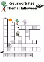 Vorschau - Arbeitsblätter - Kreuzworträtsel mit Lösung Halloween (Grundschule) - DaZ/DaF, Deutsch, Wortschatz - Seite 3