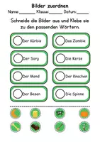 Vorschau - Mal- und Bastelvorlagen - Ausschneiden und kleben Halloween - Wortschatz basteln Feinmotorik (Grundschule) - Seite 2