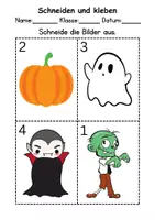 Vorschau - Mal- und Bastelvorlagen - Ausschneiden und kleben Halloween - Wortschatz basteln Feinmotorik (Grundschule) - Seite 3