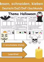 Vorschau - Arbeitsblätter - Halloween Leserätsel - Lesen, schneiden, kleben - DaZ/DaF, Deutsch, Sachunterricht - Deckblatt