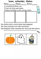 Vorschau - Arbeitsblätter - Halloween Leserätsel - Lesen, schneiden, kleben - DaZ/DaF, Deutsch, Sachunterricht - Seite 1
