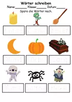 Vorschau - Arbeitsblätter - Halloween Wörter und Sätze schreiben und Silben DaZ/DaF, deutsch - Seite 2