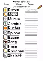 Vorschau - Arbeitsblätter - Halloween Wörter und Sätze schreiben und Silben DaZ/DaF, deutsch - Seite 3