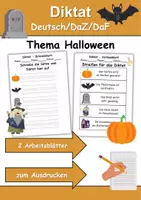 Vorschau - Arbeitsblätter - GRATIS - Diktat Thema Halloween - DaZ/DaF, Deutsch (Klasse 1 bis 4) - Deckblatt