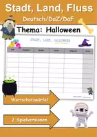 Vorschau - Arbeitsblätter - Stadt, Land, Fluss Halloween - DaZ/DaF, Deutsch (Klassenspiel) - Deckblatt