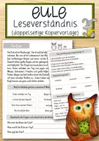 Vorschau - Anderer Materialtyp - Eule Leseverständnis (doppelseitige Kopiervorlage) - Deckblatt