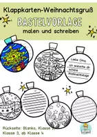 Vorschau - Unterrichtsreihen - Weihnachten, Advent: Weihnachtsgrüße malen oder schreiben, Bastelvorlage, Weihnachtskarten - Deckblatt