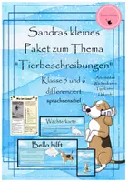Vorschau - Arbeitsblätter - Tierbeschreibungen/ Suchanzeige - Materialpaket - Deckblatt