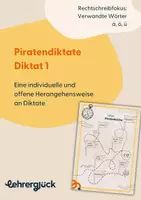 Vorschau - Unterrichtsreihen - Diktat mit Rechtschreibfokus | Strategie Verwandte Wörter (ä, ö, ü) - Deckblatt
