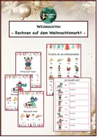 Vorschau - Arbeitsblätter - Rechnen auf dem Weihnachtsmarkt, Währungen, Weihnachten, Euro, Mathe, Klasse 2 - Deckblatt