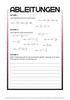 Vorschau - Arbeitsblätter - Ableitungsregeln üben + Übersicht aller Ableitungsregeln - Deckblatt