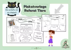 Vorschau - Poster - Referat Tiere Plakatvorlage A3 🦓 🦒 🦔 - Deckblatt