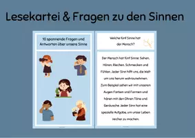 Vorschau - Stationenlernen - Lesekartei & Fragen Sinne - Deckblatt