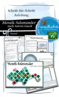 Vorschau - Mal- und Bastelvorlagen - Mosaik-Salamander nach Antoni Gaudí: Schritt-für-Schritt Anleitung - Deckblatt