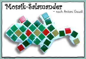 Vorschau - Mal- und Bastelvorlagen - Mosaik-Salamander nach Antoni Gaudí: Schritt-für-Schritt Anleitung - Seite 1