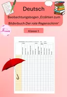 Vorschau - Lehrpläne/Lehrermaterial - Beobachtungsbogen zum Thema 'Erzählen am Bilderbuch "Der rote Regenschirm"' - Deckblatt