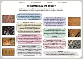 Vorschau - Arbeitsblätter - Kunst: Was ist Schrift und Entstehung der Schrift - Seite 1