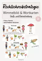 Vorschau - Arbeitsblätter - Rechtschreibstrategie: Groß- und Kleinschreibung (Wimmelbild & Wortkarten) - Deckblatt