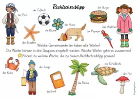 Vorschau - Arbeitsblätter - Rechtschreibstrategie: Groß- und Kleinschreibung (Wimmelbild & Wortkarten) - Seite 3