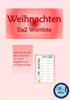 Vorschau - Arbeitsblätter - Wortliste Thema Weihnachten/Adventszeit - Deckblatt