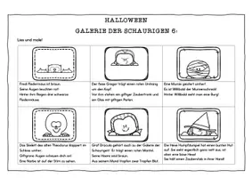 Vorschau - Arbeitsblätter - Lies und male: Halloween. Gruselig-schaurige Leseaufgaben - Seite 1