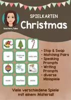 Vorschau - Stationenlernen - Spielkarten: Christmas (Matching Pairs, Stop & Swap uvm.) - inklusive kostenlosen Sprech- und Schreibanlässen! - Deckblatt