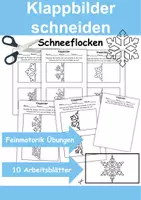 Vorschau - Arbeitsblätter - Schneeflocken Klappbilder schneiden - DaZ/DaF, Deutsch, Kunst - Deckblatt