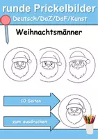 Vorschau - Arbeitsblätter - runde Prickelbilder / Fensterbilder Weihnachtsmänner - Grundschule - Bastelvorlagen - Deckblatt