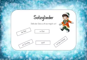 Vorschau - Stationenlernen - Satzglieder üben – Winter - Kartei mit Lösungen (3./4. Klasse) - Seite 3