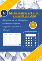 Vorschau - Arbeitsblätter - Multiplikation mit einer zweistelligen Zahl | Mathematik | 26 Spalten - Deckblatt