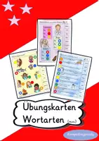 Vorschau - Fördermaterial/Inklusion - Übungskarten Wortarten mini (Nomen, Adjektive und Verben) - Deckblatt
