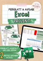 Vorschau - Arbeitsblätter - Excel: Prozent (Merkblätter und Excel Aufgabe) - Deckblatt