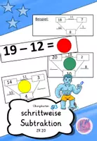 Vorschau - Fördermaterial/Inklusion - Übungskarten Rechentrick schrittweise Subtraktion ZR 20 - Deckblatt