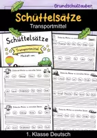 Vorschau - Mal- und Bastelvorlagen - Schüttelsätze Miniheft - Transportmittel | Deutsch 1. Klasse | Sätze schreiben - Deckblatt